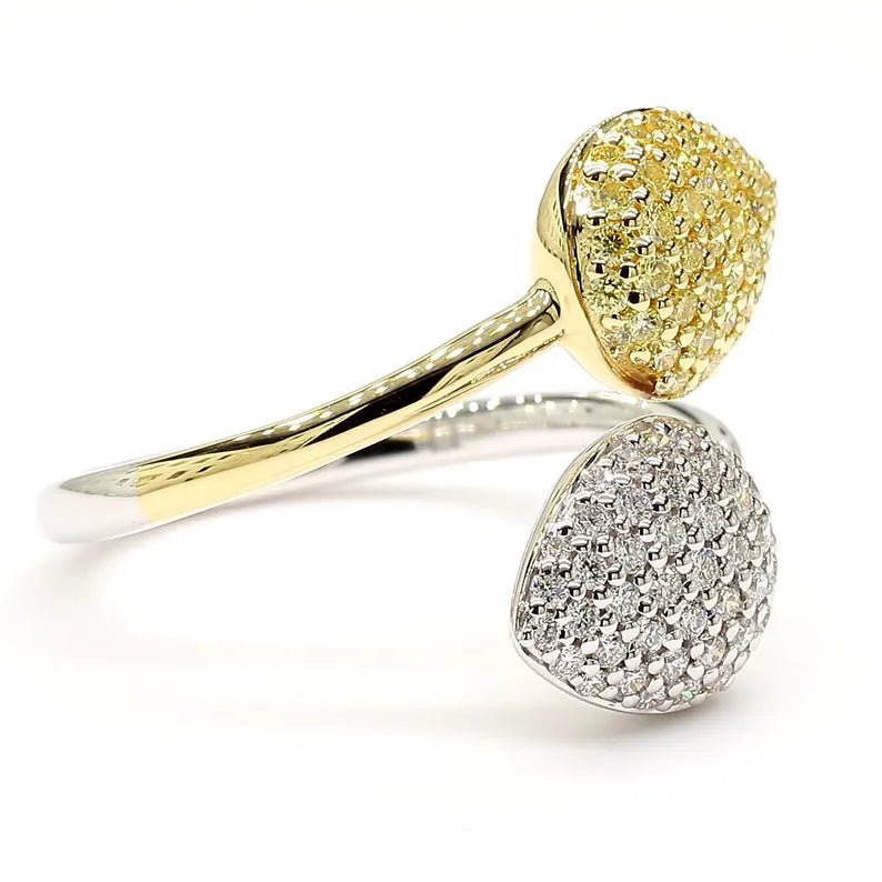 18K Solid Gold Round Lab Grown Yellow Diamond 0.62 Carat Cocktail Ring - Close Up | Riyanika Jewels