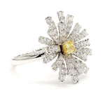 18K Solid Gold Cushion Lab Grown Yellow Diamond 1.79 Carat Cocktail Ring - Close Up | Riyanika Jewels