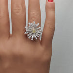 14K 1.79ct Lab Grown Yellow Diamond Cushion Cut Cocktail Ring