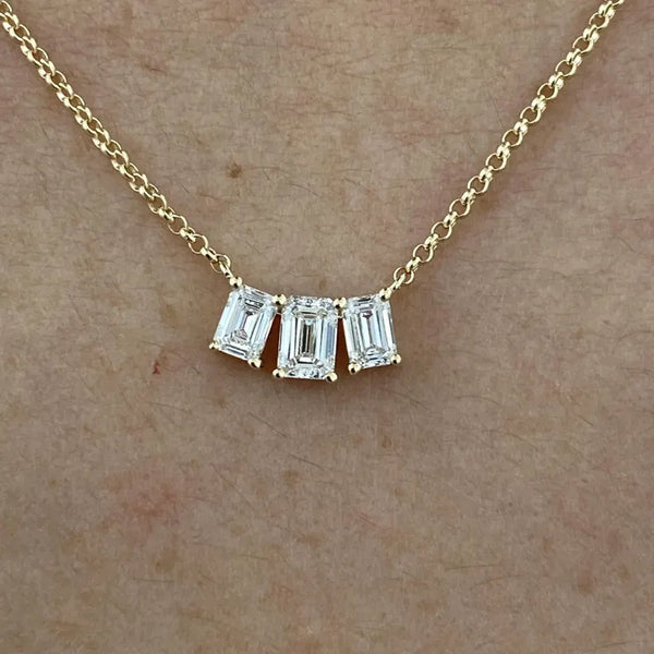 14K Lab Grown Diamond Emerald Cut Chain Necklace