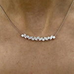 18K Gold Round & Marquise Lab Grown Diamond Pendant Necklace - Alternate Angle | Riyanika Jewels