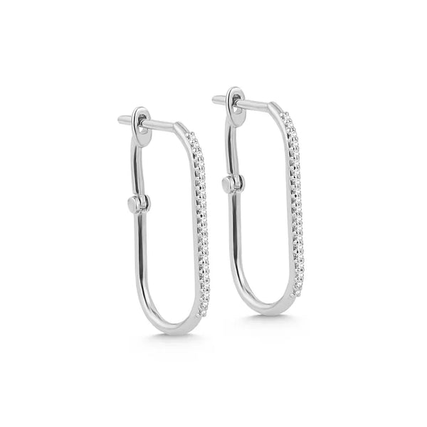 18K Solid Gold Lab Grown Diamond Lumiere Hook Hoop Earrings - Side View | Riyanika Jewels