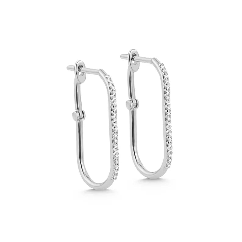 18K Solid Gold Natural Diamond Lumiere Hook Hoop Earrings - Side View | Riyanika Jewels