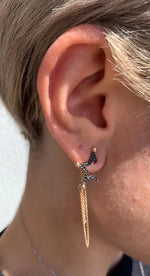 18K Solid Gold Black Lab Grown Diamond Star Celestial Stud Earrings - View 6 | Riyanika Jewels