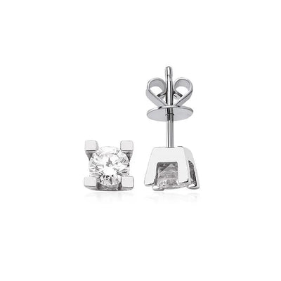 14K Natural Diamond Solitaire Stud Earrings