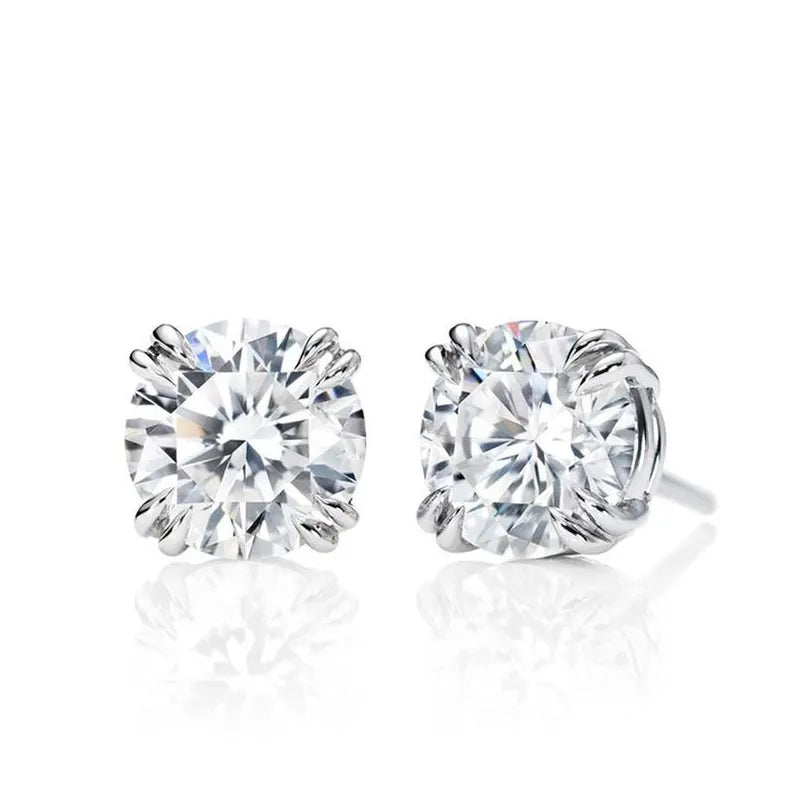 14K Natural Diamond Solitaire Stud Earrings