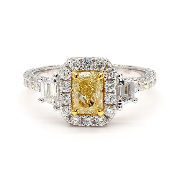 1.98ct Fancy Yellow Diamond Radiant Cut Cocktail Ring in 18K Solid Gold | Riyanika