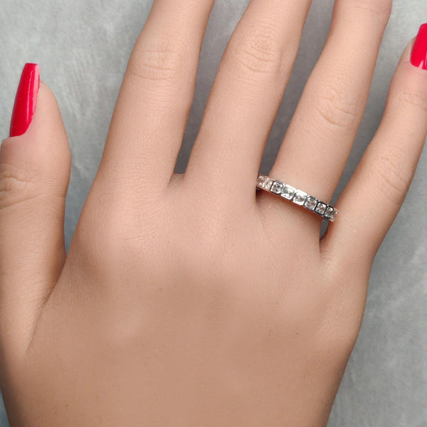 18K Solid Gold Asscher Lab Grown Diamond 2.49 Carat Eternity Band | Riyanika Jewels