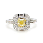 14K 1.24ct Lab Grown Yellow Diamond Cushion Cut Cocktail Ring