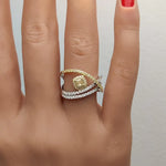 14K 1.03ct Lab Grown Yellow Diamond Cushion Cut Cocktail Ring