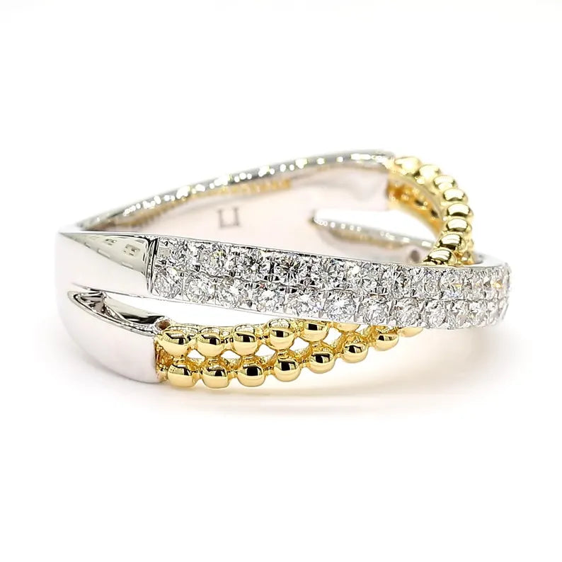 18K Solid Gold Round Lab Grown Diamond 0.50 Carat Cocktail Band - Close Up | Riyanika Jewels