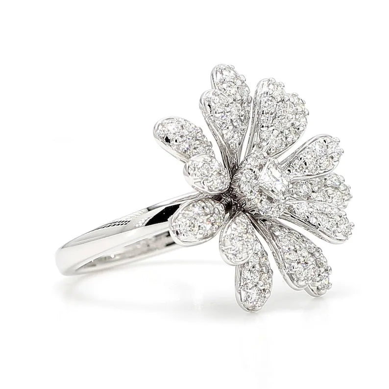 18K Solid Gold Asscher Lab Grown Diamond 1.11 Carat Cocktail Ring - Close Up | Riyanika Jewels