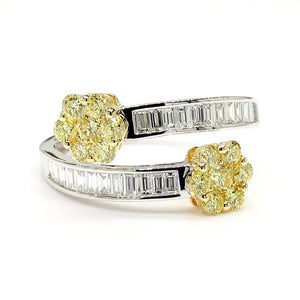 18K Solid Gold Baguette Lab Grown Diamond & Lab Grown Yellow Diamond 1.15 Carat Cocktail Band | Riyanika Jewels