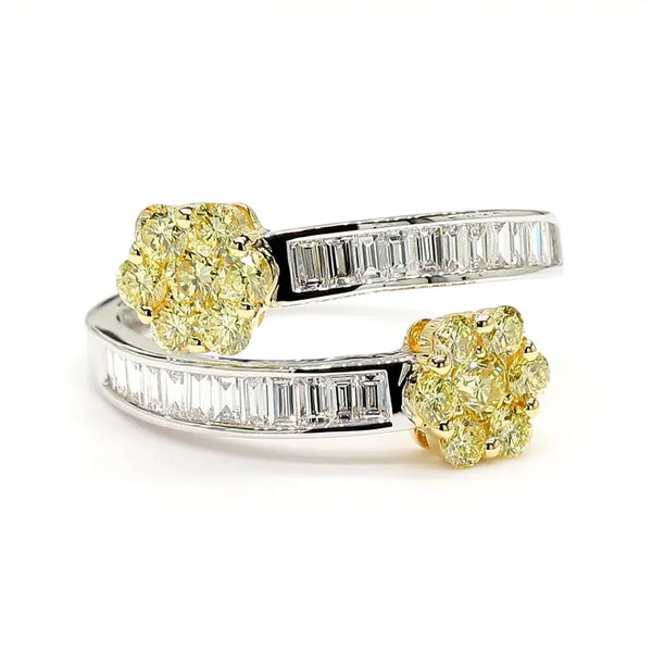 14K 1.15ct Lab Grown Yellow Diamond Baguette Cut Cocktail Band