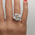 1.31ct Fancy Yellow Diamond Cushion Cut Cocktail Ring in 18K Solid Gold | Riyanika
