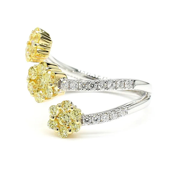 0.93ct Fancy Yellow Diamond Round Cut Cocktail Ring in 18K Solid Gold | Riyanika