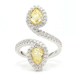 14K 2.09ct Lab Grown Yellow Diamond Pear Cut Cocktail Ring