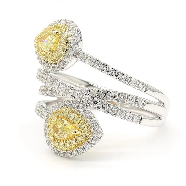 1.31ct Fancy Yellow Diamond Pear Cut Cocktail Ring in 18K Solid Gold | Riyanika