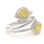 18K Solid Gold Pear Lab Grown Yellow Diamond 1.31 Carat Cocktail Ring - Close Up | Riyanika Jewels