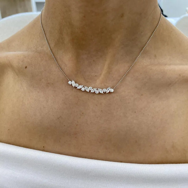 18K Solid Gold Lab Diamond Round & Marquise Pendant Necklace | Riyanika Jewels