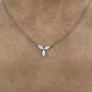 18K Solid Gold Marquise Lab Grown Diamond Prong Chain Necklace | Riyanika Jewels