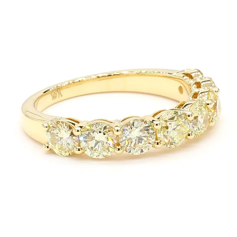 18K Solid Gold Round Lab Grown Yellow Diamond 2.02 Carat Wedding Band - Close Up | Riyanika Jewels