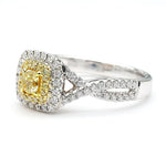 0.69ct Fancy Yellow Diamond Cushion Cut Cocktail Ring in 18K Solid Gold | Riyanika