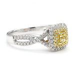 0.69ct Fancy Yellow Diamond Cushion Cut Cocktail Ring in 18K Solid Gold | Riyanika