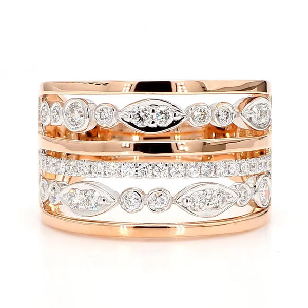 0.62ct Lab Grown Diamond Round Cut Cocktail Ring in 18K Solid Gold | Riyanika