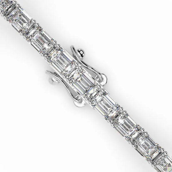 18K Solid Gold Lab Grown Diamond 4 Carat Baguette Cut Infinity Tennis Bracelet - Side View | Riyanika Jewels