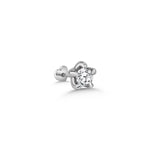 18K Solid Gold Lab Grown Diamond Solitaire Piercing – Prong Set Stud Earring - Close Up | Riyanika Jewels
