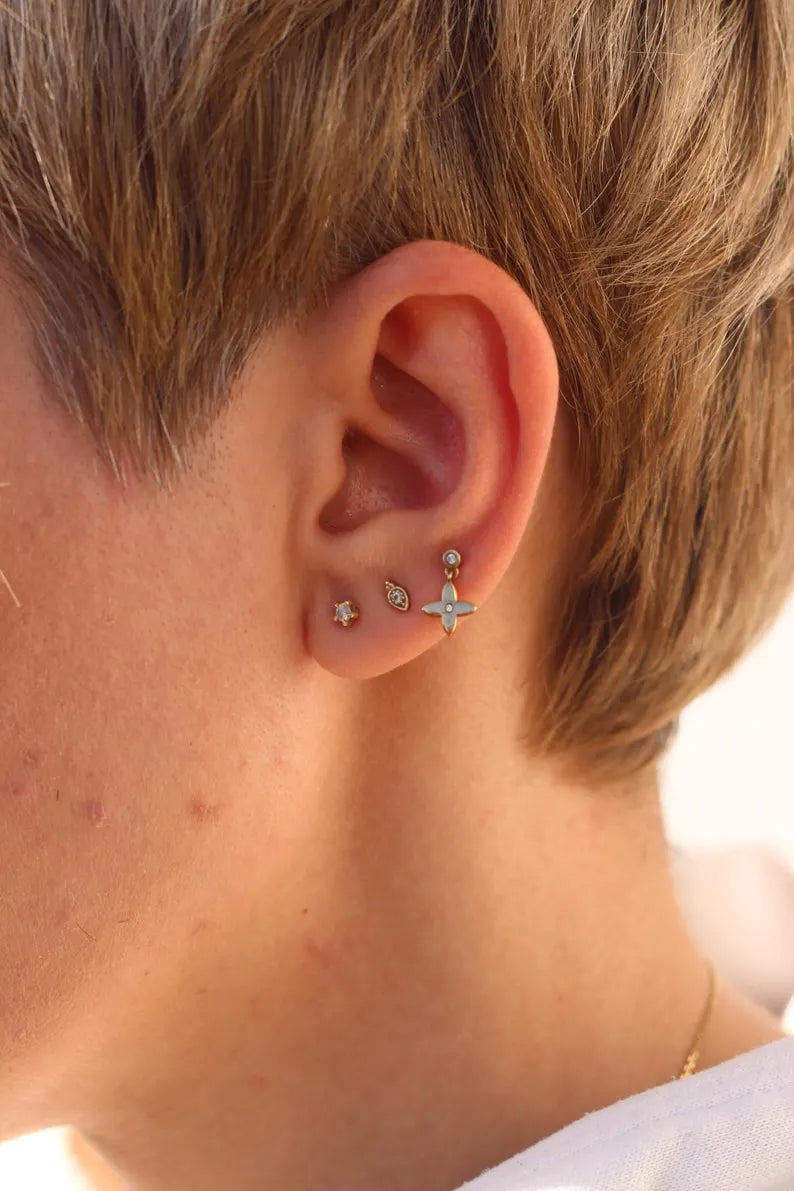 14K Natural Diamond Solitaire Stud Earrings