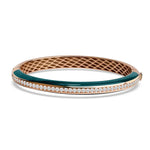 18K Solid Gold Natural Diamond and Malachite Enamel Bangle Bracelet - Detail | Riyanika Jewels