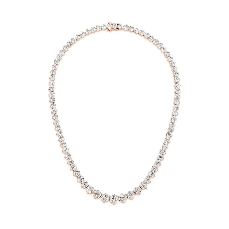 18K Solid Gold Lab Grown Diamond Round Tennis Necklace | Riyanika Jewels