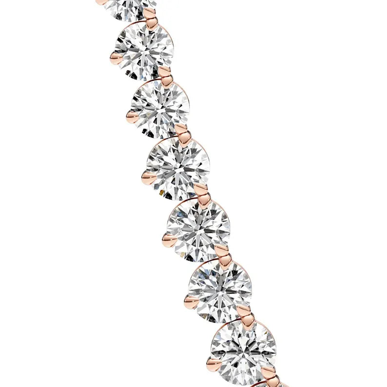 18K Solid Gold Lab Grown Diamond Round Tennis Necklace - Detail | Riyanika Jewels