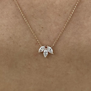 18K Solid Gold Marquise Lab Grown Diamond Prong Pendant Necklace | Riyanika Jewels