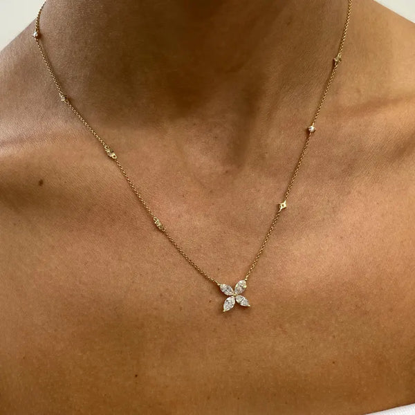 14K Lab Grown Diamond Round Cut Pendant Necklace