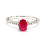 18K Solid Gold Red Oval Ruby & Lab Grown Diamond 1.06 Carat Cocktail Ring | Riyanika Jewels