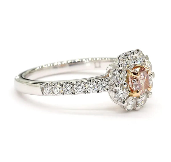 18K Solid Gold 1.07 Carat Cushion Purplish Pink Lab Grown Diamond Cocktail Ring - Side View | Riyanika Jewels
