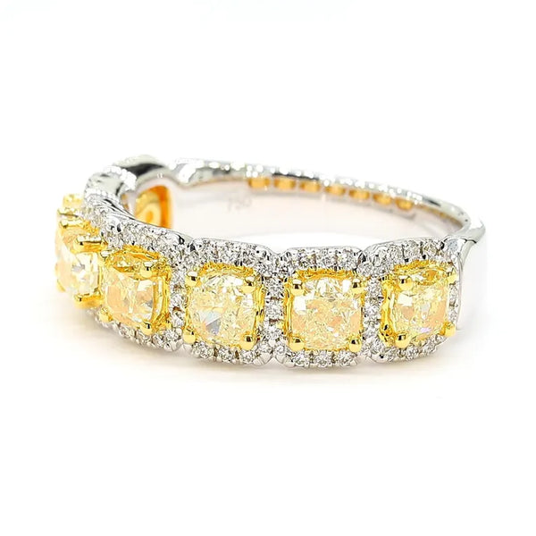 2.06ct Fancy Yellow Diamond Radiant Cut Cocktail Band in 18K Solid Gold | Riyanika