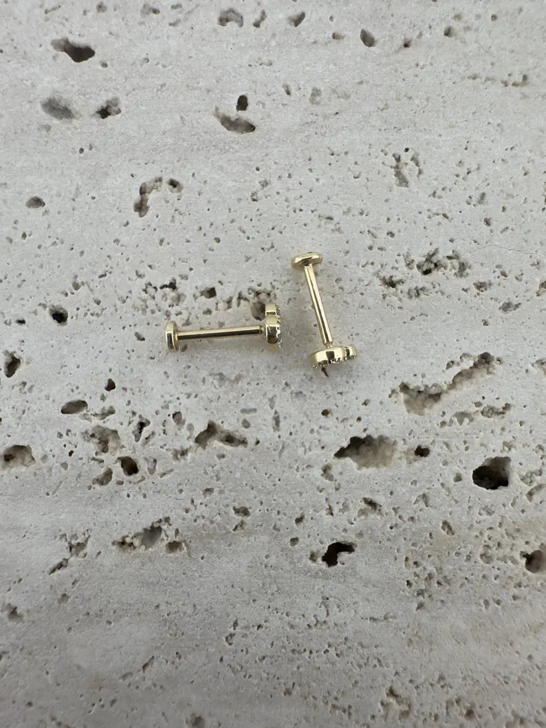 14K Solid Gold Lab Grown Diamond Love Piercing | Heart Stud Earring