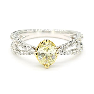 0.99ct Fancy Yellow Diamond Oval Cut Cocktail Ring in 18K Solid Gold | Riyanika