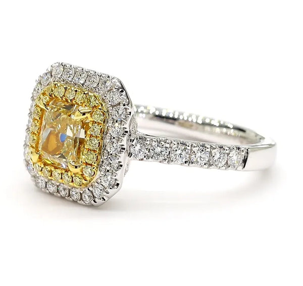 14K 1.54ct Lab Grown Yellow Diamond Radiant Cut Cocktail Ring