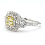 14K 1.49ct Lab Grown Yellow Diamond Cushion Cut Cocktail Ring
