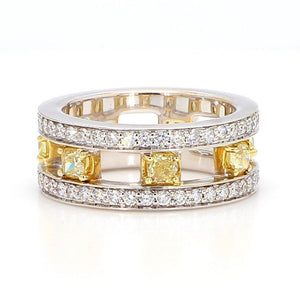 1.71ct Fancy Yellow Diamond Radiant Cut Wedding Band in 18K Solid Gold | Riyanika