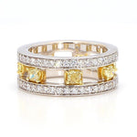 1.71ct Fancy Yellow Diamond Radiant Cut Wedding Band in 18K Solid Gold | Riyanika