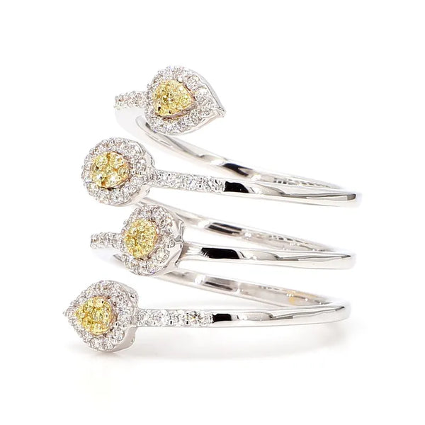 18K Solid Gold Round Lab Grown Yellow Diamond 0.65 Carat Cocktail Band - Side View | Riyanika Jewels