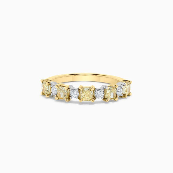 18K Solid Gold Radiant Lab Grown Yellow & Lab Grown Diamond 1.26 Carat Wedding Band
