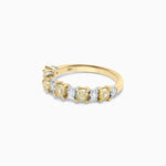 18K Solid Gold Radiant Lab Grown Yellow & Lab Grown Diamond 1.26 Carat Wedding Band - Close Up