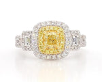 18K Solid Gold Cushion Lab Grown Yellow & Lab Grown Diamond 1.25 Carat Cocktail Ring - Detail | Riyanika Jewels